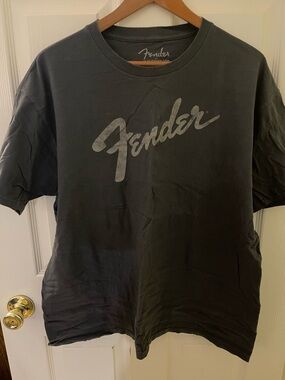 Fender Black Crewneck T-Shirt with Metallic Logo